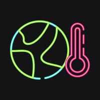 Icon global temperature rise. Global warming elements. Icon in neon style. vector