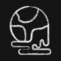 Icon world melting. Global warming elements. Icon in chalk style. vector