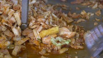 Close-Up of Grilled Meat and Vegetables Being Cooked on a Hot Grill video