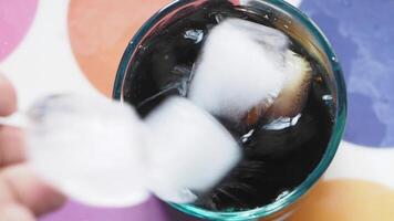 top view of ice drops in a soft drinks video