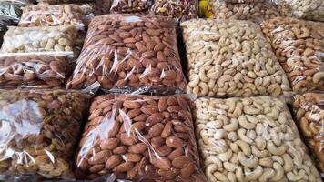 Assorted nuts and dried fruits display video