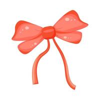 Red bow with ribbons. Design element, clip art. vector