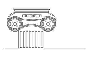 Greek column one continuous line drawing vector