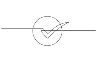 continuous line drawing check mark vector