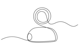 Single one line drawing Contact us icon vector