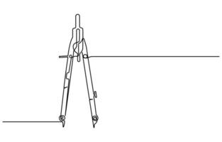 Single continuous line drawing of spring bow compass vector
