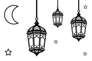 Three lanterns hanging from the ceiling and a star vector