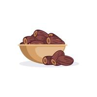 A bowl overflowing with dates, perfect for Ramadan Concept vector