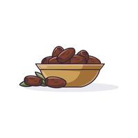A bowl overflowing with dates, perfect for Ramadan. vector
