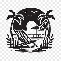 Sunset by the Beach Chair and Palms vector