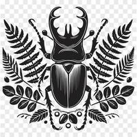 Beetle at Rest Silhouette Illustration. vector