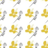 minimalist Seamless yellow flowers Pattern trend , A texture of red soft handdrawing flowers abstract Background. art for Textile Print, illustration vector