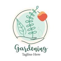 Gardening or planting ecology based logo with colorful illustration with dummy text on white background. vector