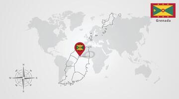 Grenada flag icon design with map outline vector