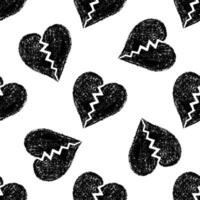 Minimalist Chalk Broken Hearts Pattern on a White Canvas vector