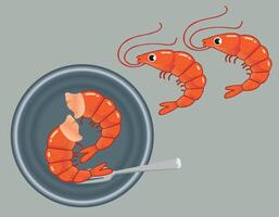 beautiful prawn fry with simple background art vector