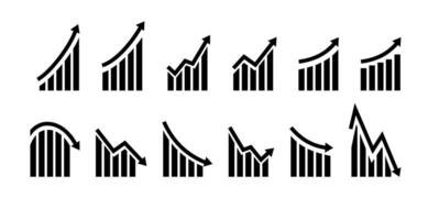 Growth icon. Graph or diagram with arrow going up and down. vector