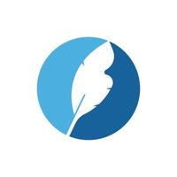 Feather icon with two blue color circle vector