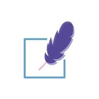 Feather icon purple color vector