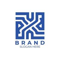 X brand monogram logo design template square shape vector