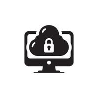 black and white icon of a cloud computing vector