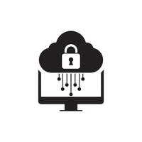 cloud computing security icon, logo, clip art design vector