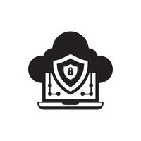 black and white cloud with a shield on it vector