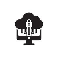 cloud computing security with a padlock on it vector