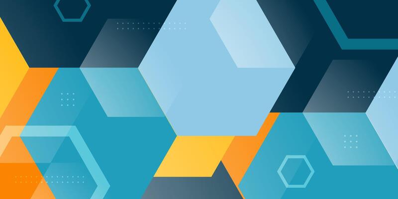 Colorful hexagonal abstract 3D background with blue and orange combination color pattern.