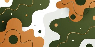 Abstract fluid wave background with green and brown color background. Liquid shapes concept. vector