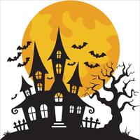 Shadows of the Night Haunted House with Full Moon vector