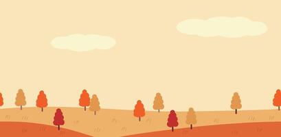 Seamless Flat-Style Landscape In The Autumn. Horizontally Repeatable. vector