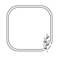 Round square frame with simple flower vector