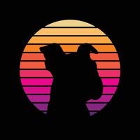 Bulldog with Sunset Retro Vintage Design vector