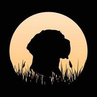 Retro Style Beagle Dog Silhouette at Sunset vector