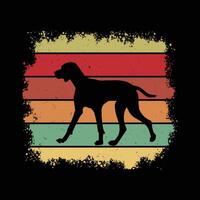 Retro Sunset Scene with German Shorthaired Pointer Dog vector