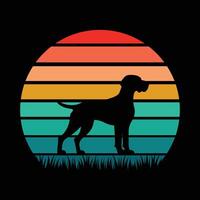 German Shorthaired Pointer Silhouette with Retro Sunset Vibes vector