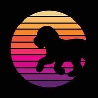 Beagle Silhouette and Retro Sunset Design vector