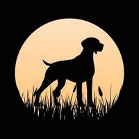 Retro Style German Shorthaired Pointer with Sunset Background vector