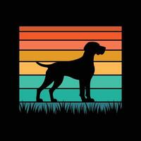 German Shorthaired Pointer Dog in Retro Sunset Design vector