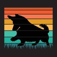 Pembroke Welsh Corgi Silhouette with Retro Colors vector