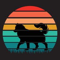 Retro Art of Siberian Husky Silhouette in Sunset Glow vector