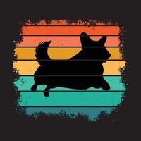 Pembroke Welsh Corgi with Retro Background Design vector