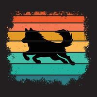 Siberian Husky Silhouette with a Sunset Retro Design vector
