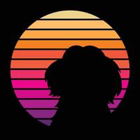 Havanese Dog Silhouette and Vintage Sunset Retro Scene vector