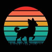 Retro Illustration of Dog with Sunset Background vector