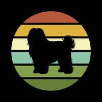 Old English Sheepdog in Front of a Retro Sunset vector