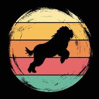 Old English Sheepdog Silhouette with Retro Sunset Vibes vector
