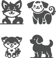 Stylized black dog silhouette design capturing canine charm in a modern minimalist aesthetic for versatile artistic applications vector