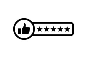 Consumer or customer review rating icon. 5 star rating icon design template. Review Rating with Five Star icon vector